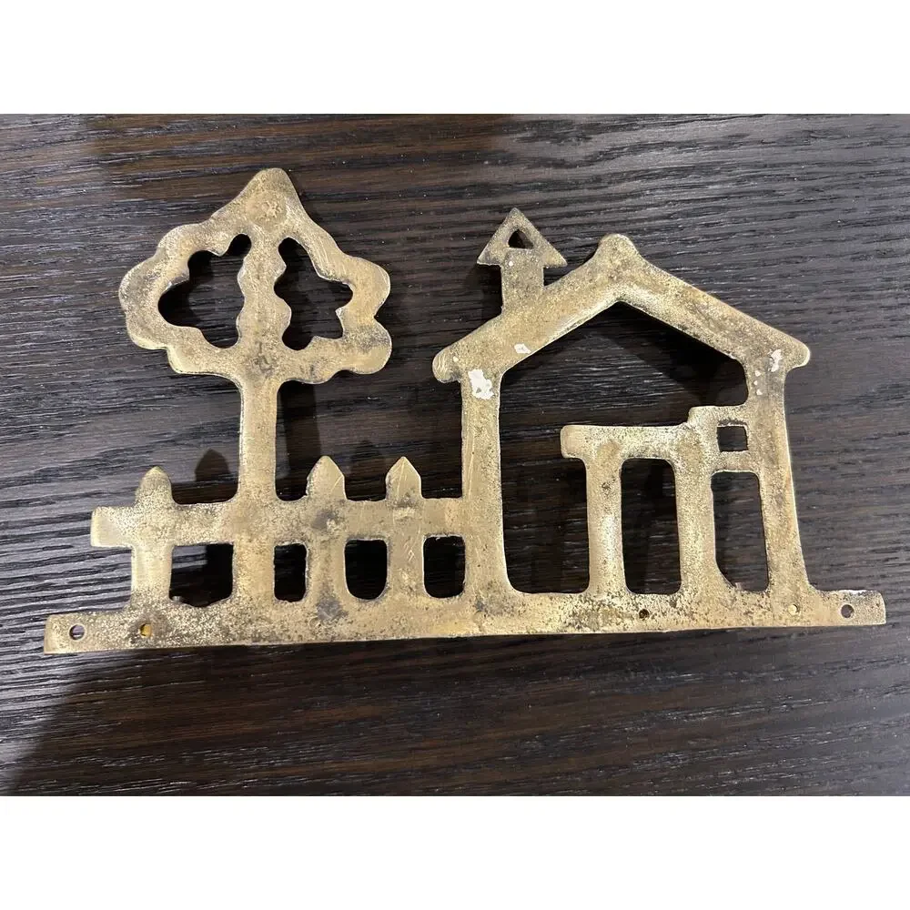 Vintage brass key holder decorative house shape wall mount